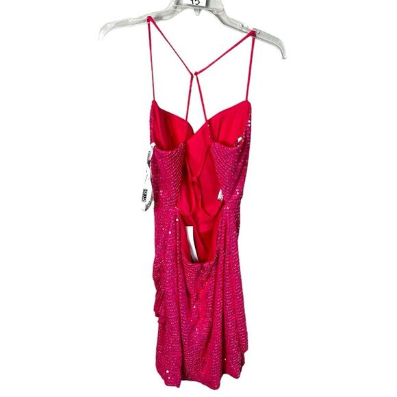 NWT Blush neon pink size 8 mini sequin homecoming party dress strappy back - Picture 8 of 11
